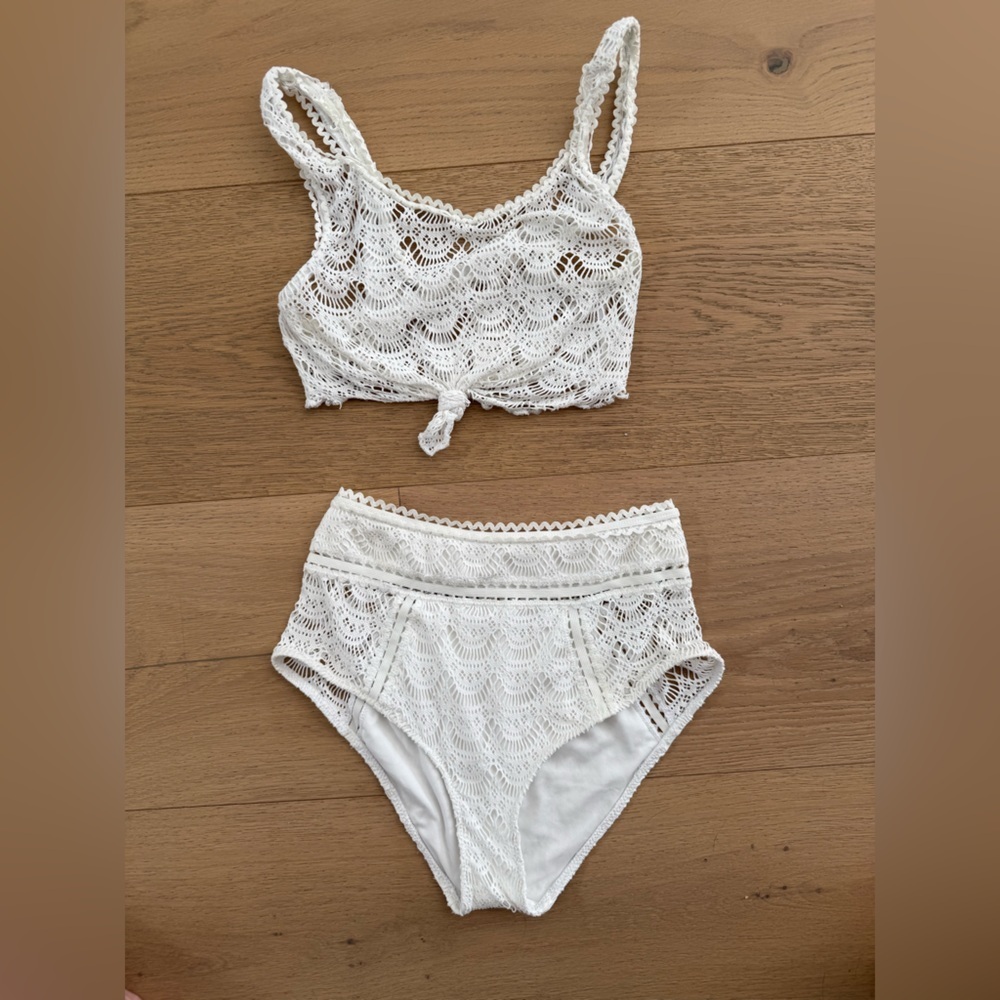 BECCA COLOR PLAY CROCHET 3 Pc BIKINI - 2 Pc Bikini Top + High-Waist Bottom - Picture 10 of 15